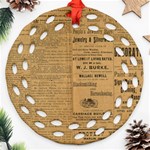 Antique Newspaper 1888 Round Filigree Ornament (Two Sides) Back