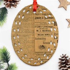 Antique Newspaper 1888 Oval Filigree Ornament (two Sides) by ArtsyWishy