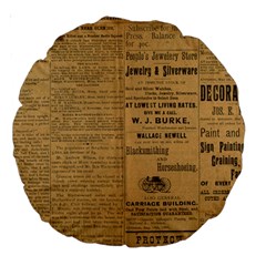 Antique Newspaper 1888 Large 18  Premium Round Cushions by ArtsyWishy