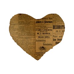 Antique Newspaper 1888 Standard 16  Premium Heart Shape Cushions by ArtsyWishy