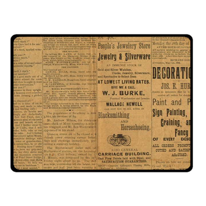 Antique Newspaper 1888 Double Sided Fleece Blanket (Small) 