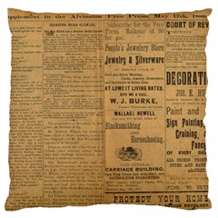 Antique Newspaper 1888 Large Flano Cushion Case (two Sides) by ArtsyWishy