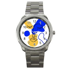 Evening Mood Face Drawing Sport Metal Watch by ArtsyWishy