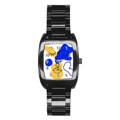 Evening Mood Face Drawing Stainless Steel Barrel Watch by ArtsyWishy