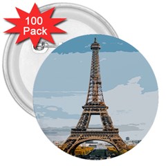 The Eiffel Tower  3  Buttons (100 Pack)  by ArtsyWishy