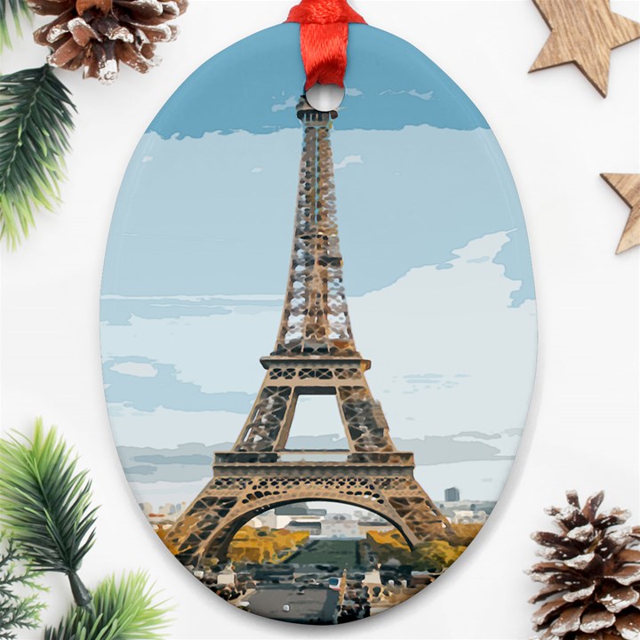 The Eiffel Tower  Oval Ornament (Two Sides)