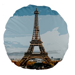 The Eiffel Tower  Large 18  Premium Round Cushions by ArtsyWishy