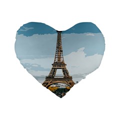 The Eiffel Tower  Standard 16  Premium Heart Shape Cushions by ArtsyWishy