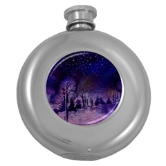 Winter Nights In The Forest Round Hip Flask (5 Oz) by ArtsyWishy