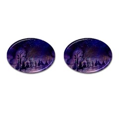 Winter Nights In The Forest Cufflinks (oval) by ArtsyWishy