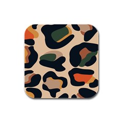 Exotic Leopard Skin Design Rubber Square Coaster (4 Pack)  by ArtsyWishy