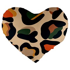 Exotic Leopard Skin Design Large 19  Premium Heart Shape Cushions by ArtsyWishy