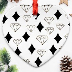 Black & Gold Diamond Design Ornament (heart) by ArtsyWishy