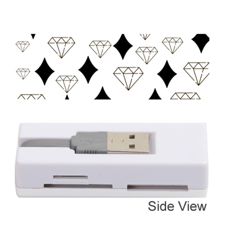 Black & Gold Diamond Design Memory Card Reader (Stick)