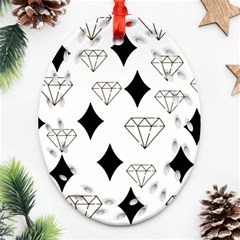 Black & Gold Diamond Design Ornament (oval Filigree)