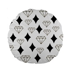 Black & Gold Diamond Design Standard 15  Premium Flano Round Cushions by ArtsyWishy