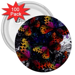 Butterfly Floral Pattern 3  Buttons (100 pack) 