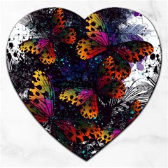 Butterfly Floral Pattern Jigsaw Puzzle (Heart)