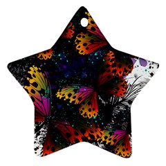 Butterfly Floral Pattern Star Ornament (two Sides) by ArtsyWishy