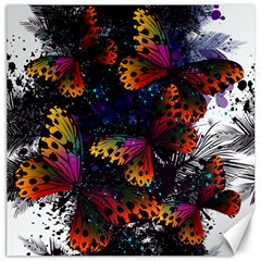 Butterfly Floral Pattern Canvas 12  X 12  by ArtsyWishy