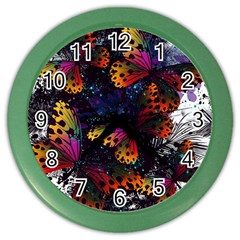 Butterfly Floral Pattern Color Wall Clock by ArtsyWishy