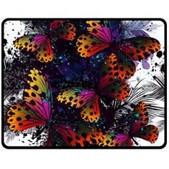 Butterfly Floral Pattern Fleece Blanket (medium)  by ArtsyWishy