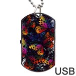 Butterfly Floral Pattern Dog Tag USB Flash (One Side) Front