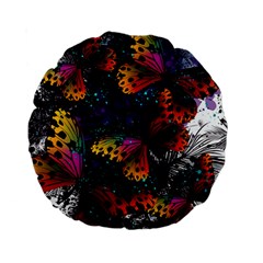 Butterfly Floral Pattern Standard 15  Premium Round Cushions