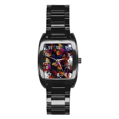 Butterfly Floral Pattern Stainless Steel Barrel Watch by ArtsyWishy