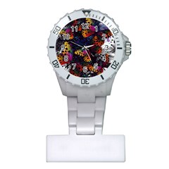 Butterfly Floral Pattern Plastic Nurses Watch by ArtsyWishy