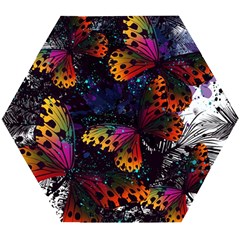 Butterfly Floral Pattern Wooden Puzzle Hexagon by ArtsyWishy