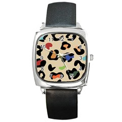 Animal Print Design Square Metal Watch by ArtsyWishy