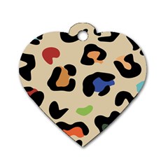 Animal Print Design Dog Tag Heart (one Side) by ArtsyWishy