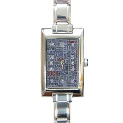 Dark Denim With Letters Rectangle Italian Charm Watch by ArtsyWishy