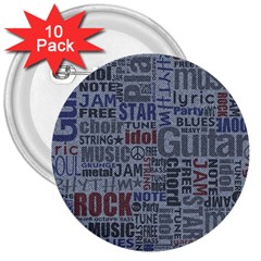 Dark Denim With Letters 3  Buttons (10 Pack)  by ArtsyWishy