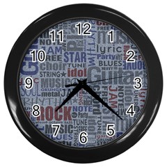 Dark Denim With Letters Wall Clock (black) by ArtsyWishy