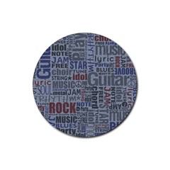 Dark Denim With Letters Rubber Round Coaster (4 Pack)  by ArtsyWishy