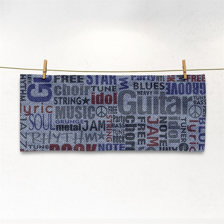 Dark Denim With Letters Hand Towel