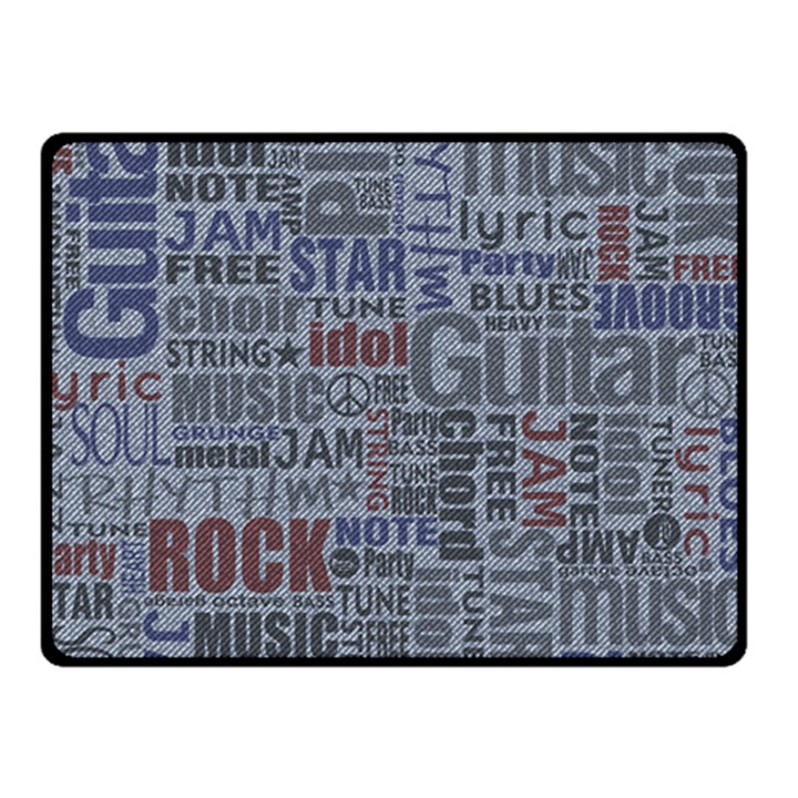 Dark Denim With Letters Double Sided Fleece Blanket (Small) 