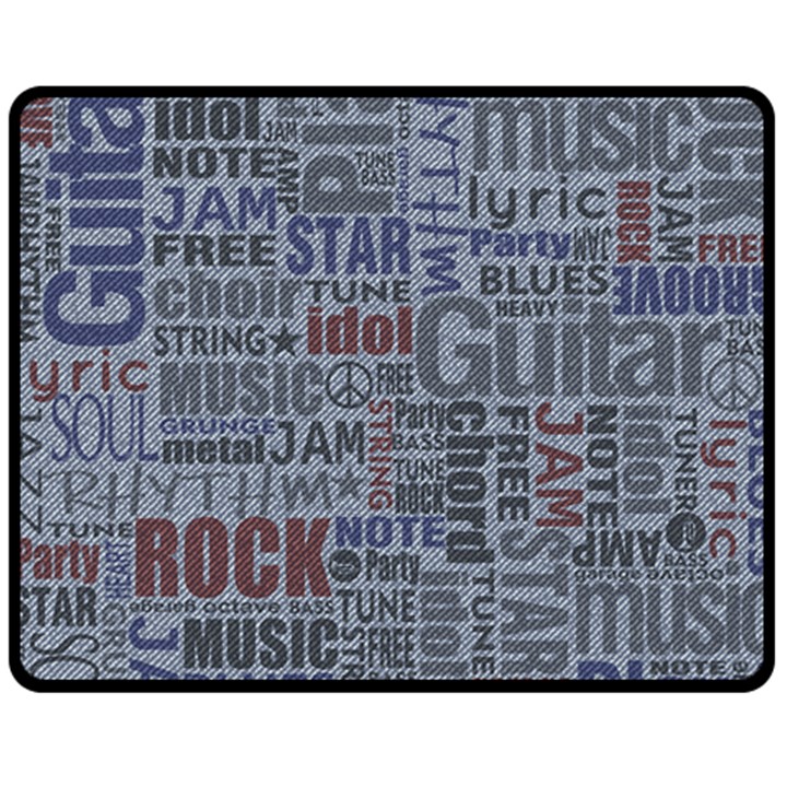 Dark Denim With Letters Double Sided Fleece Blanket (Medium) 