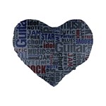 Dark Denim With Letters Standard 16  Premium Flano Heart Shape Cushions Front