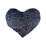 Dark Denim With Letters Standard 16  Premium Flano Heart Shape Cushions Back