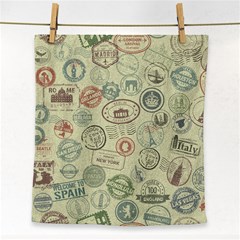 Beige Denim With Logos Face Towel by ArtsyWishy