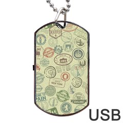 Beige Denim With Logos Dog Tag Usb Flash (two Sides) by ArtsyWishy