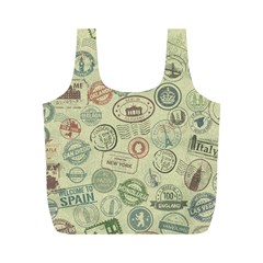 Beige Denim With Logos Full Print Recycle Bag (m) by ArtsyWishy