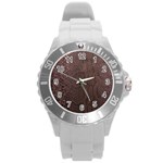 Leather Snakeskin Design Round Plastic Sport Watch (L) Front