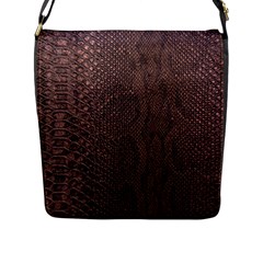 Leather Snakeskin Design Flap Closure Messenger Bag (l) by ArtsyWishy