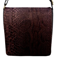 Leather Snakeskin Design Flap Closure Messenger Bag (S)