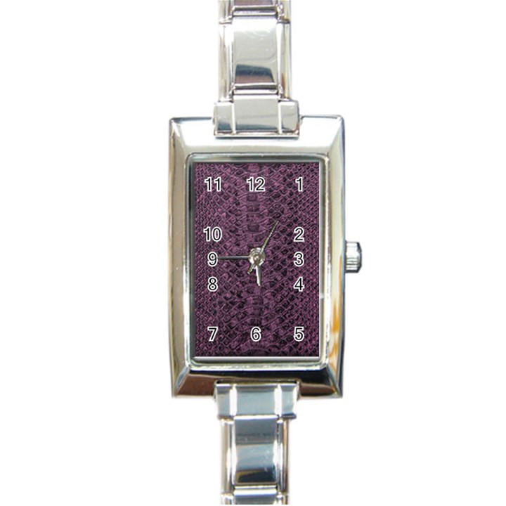 Purple Leather SnakeSkin Design Rectangle Italian Charm Watch