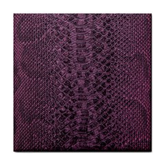 Purple Leather Snakeskin Design Tile Coaster by ArtsyWishy